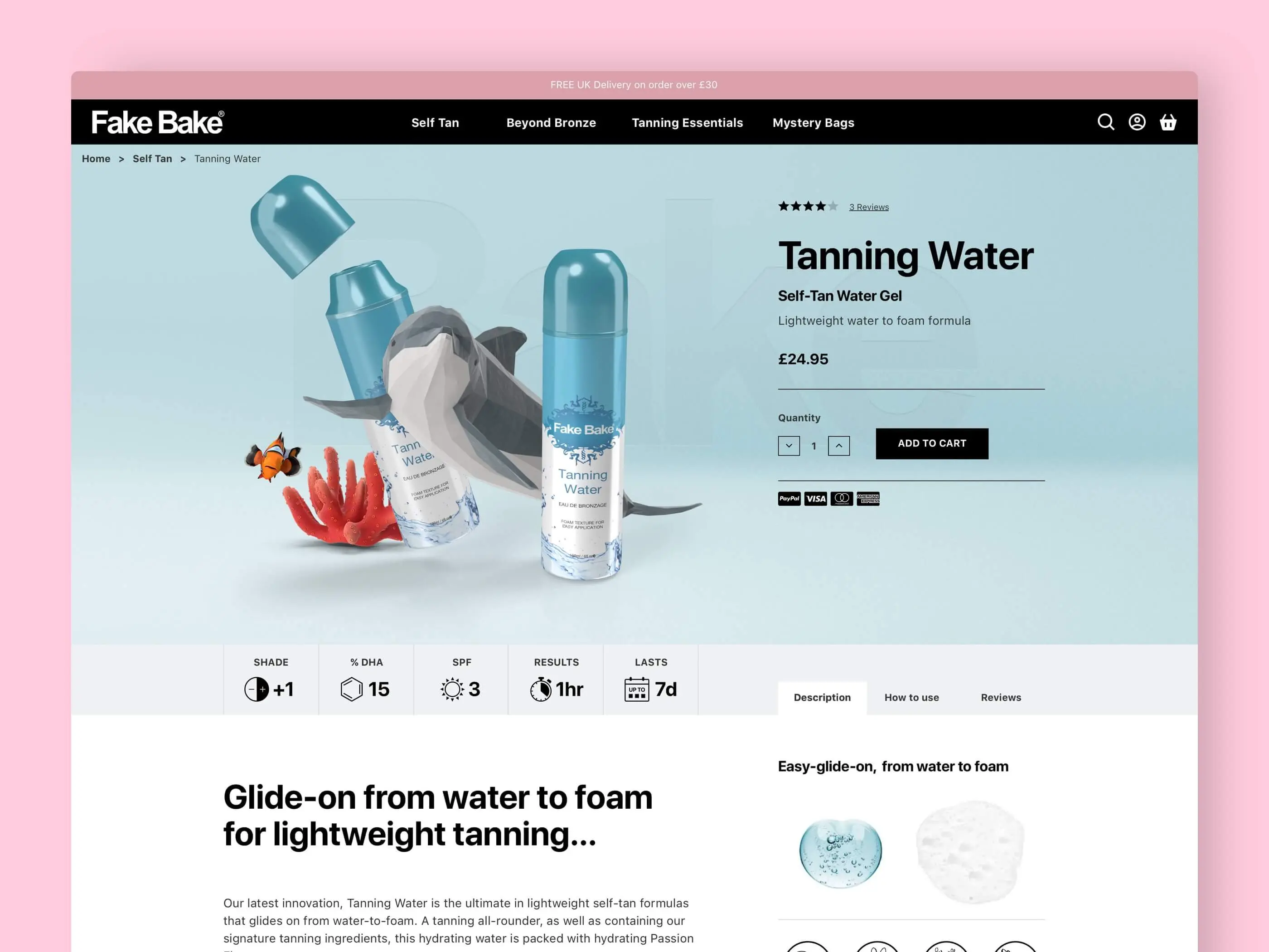 Fakebake Product Page - Tanning Water