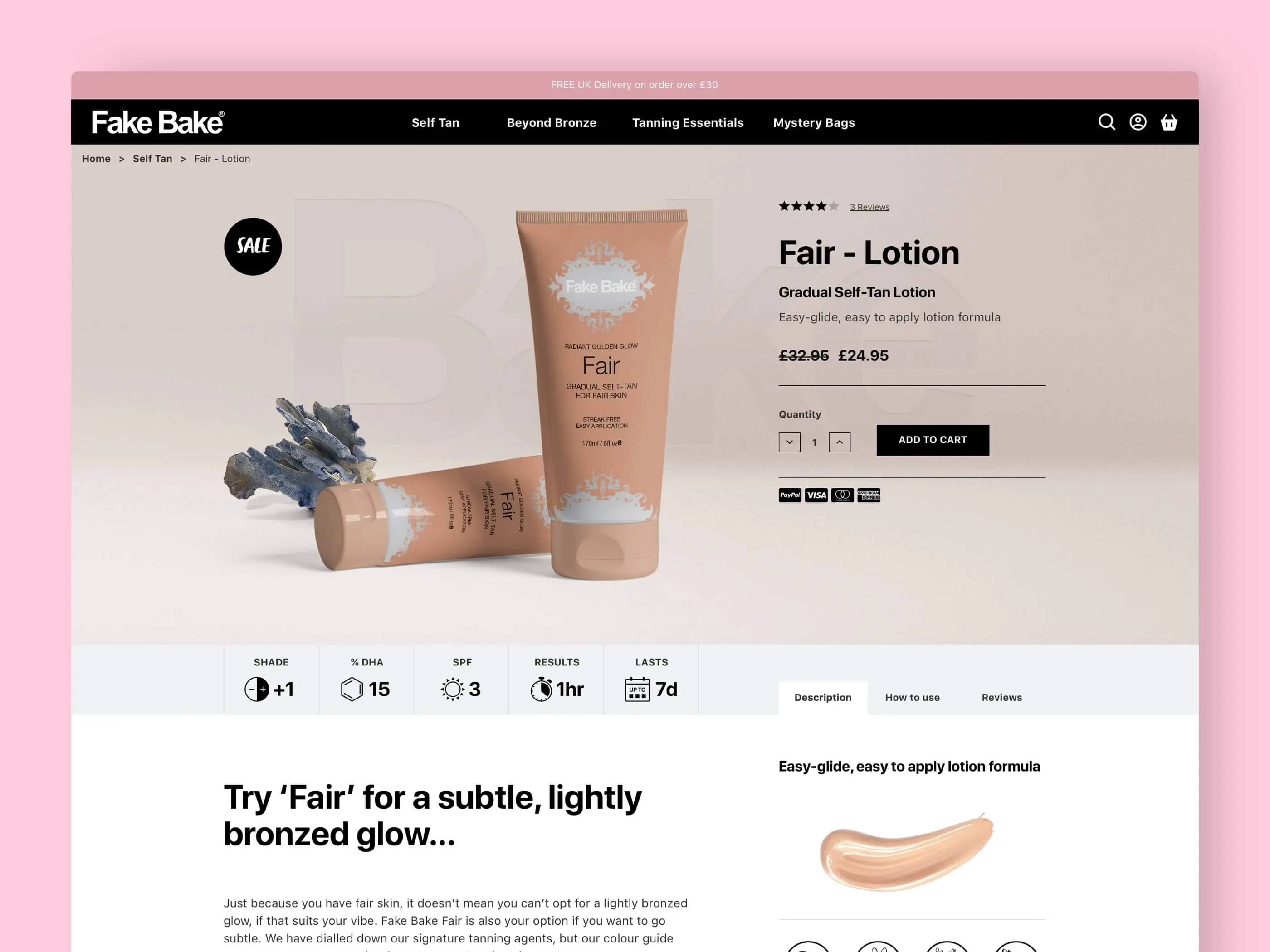 Fakebake Product Page - Fair Lotion