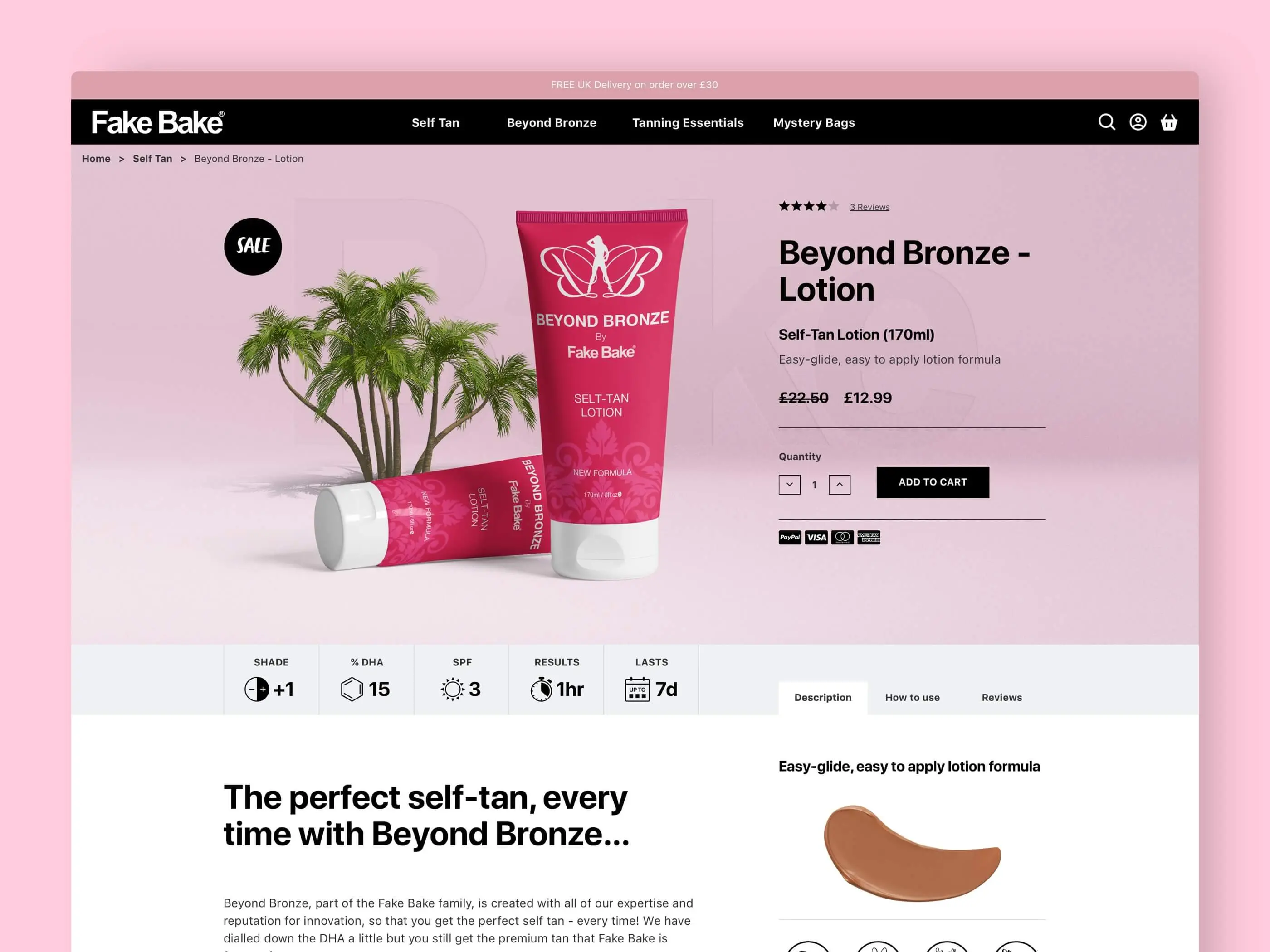 Fakebake Product Page - Beyond Bronze Lotion