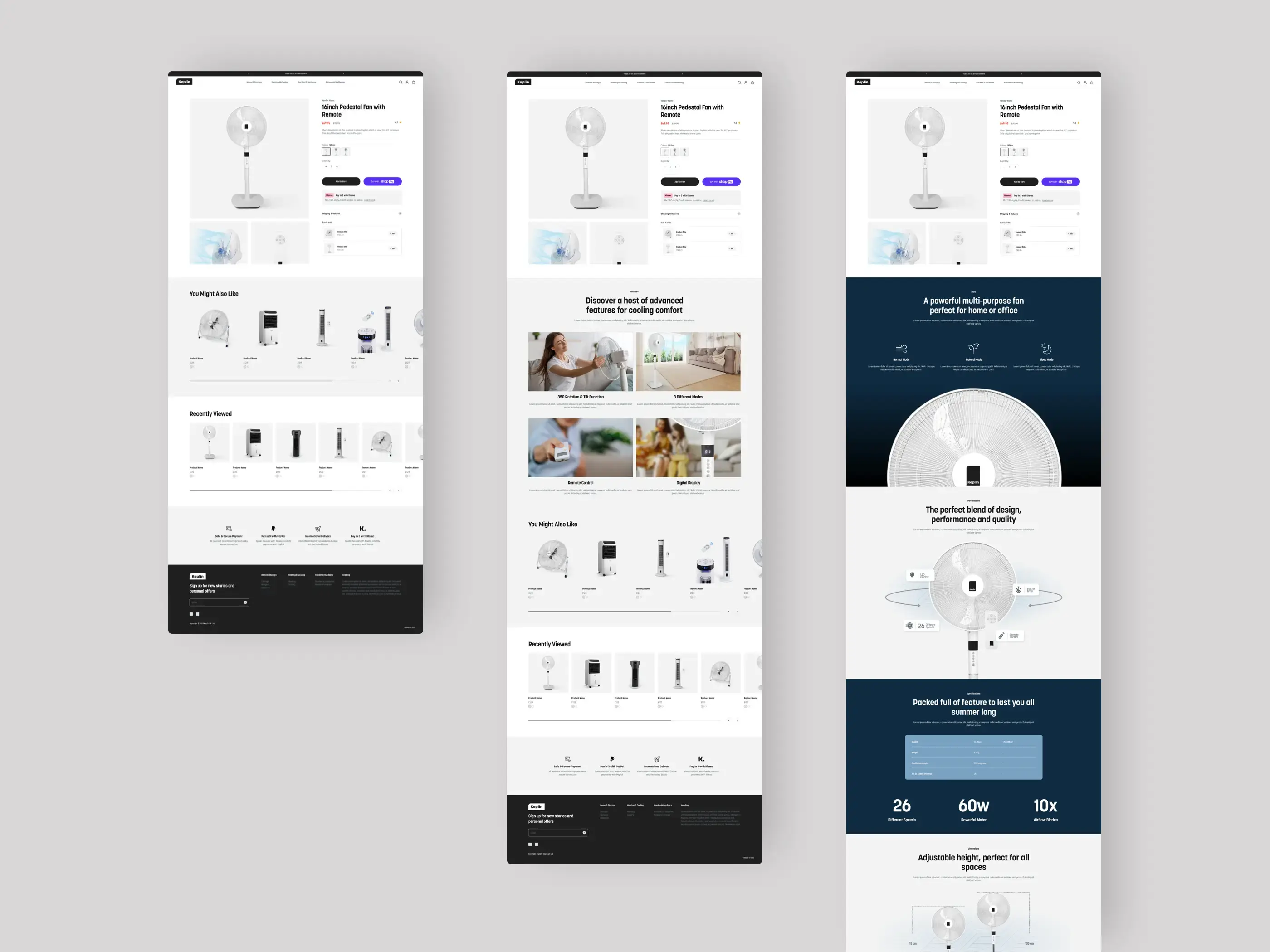 Keplin eCommerce Product Page Layouts