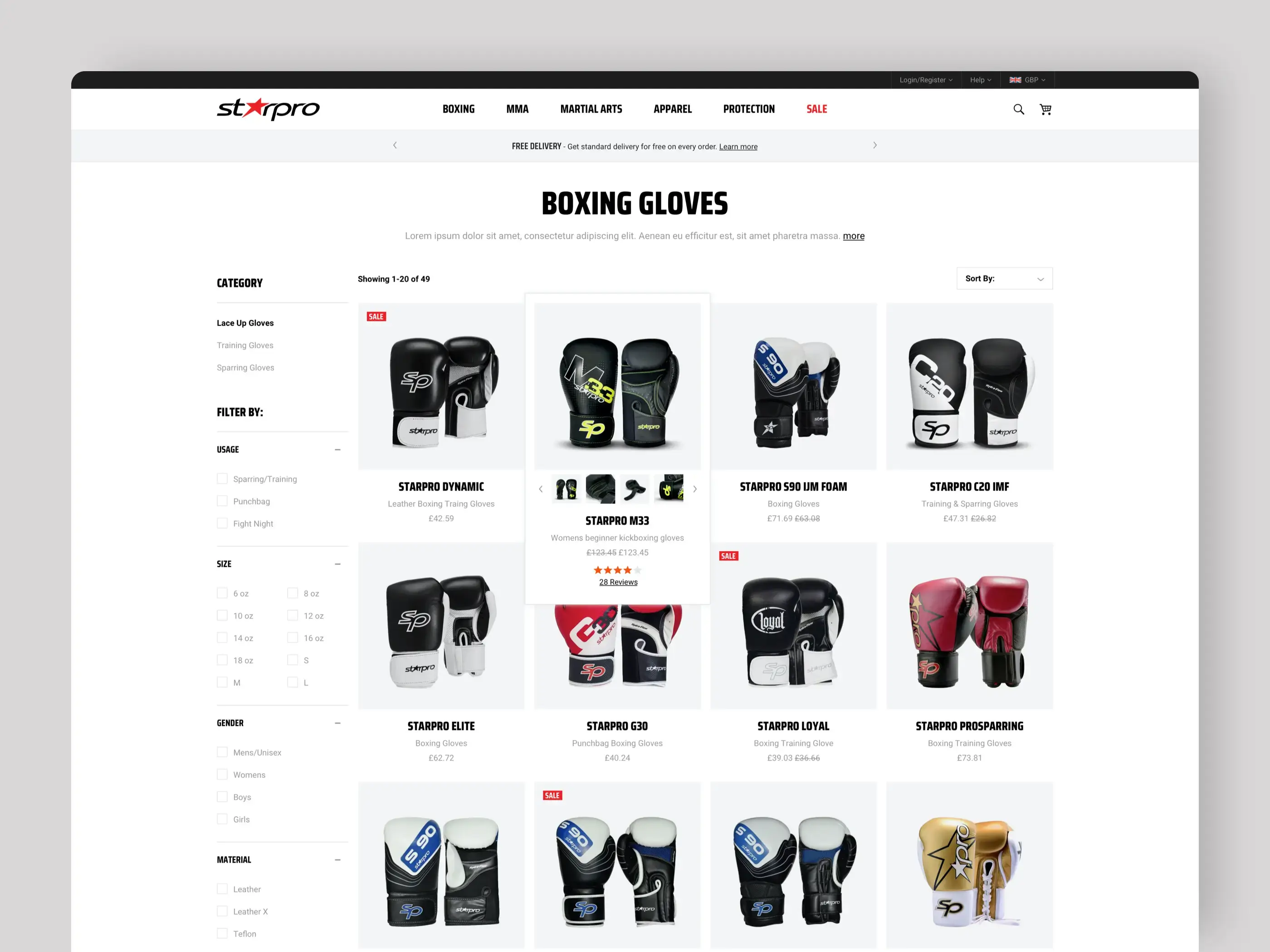 StartPro eCommerce Collection Page