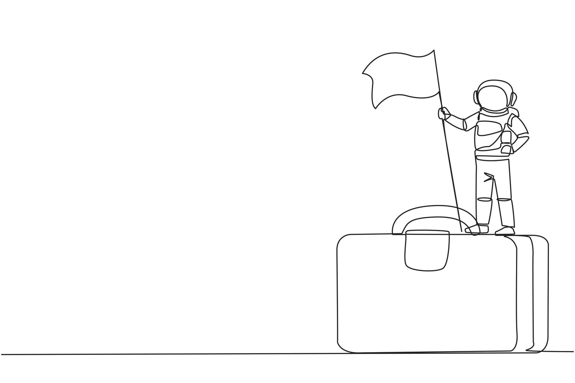 vecteezy_single one line drawing young energetic astronaut standing_