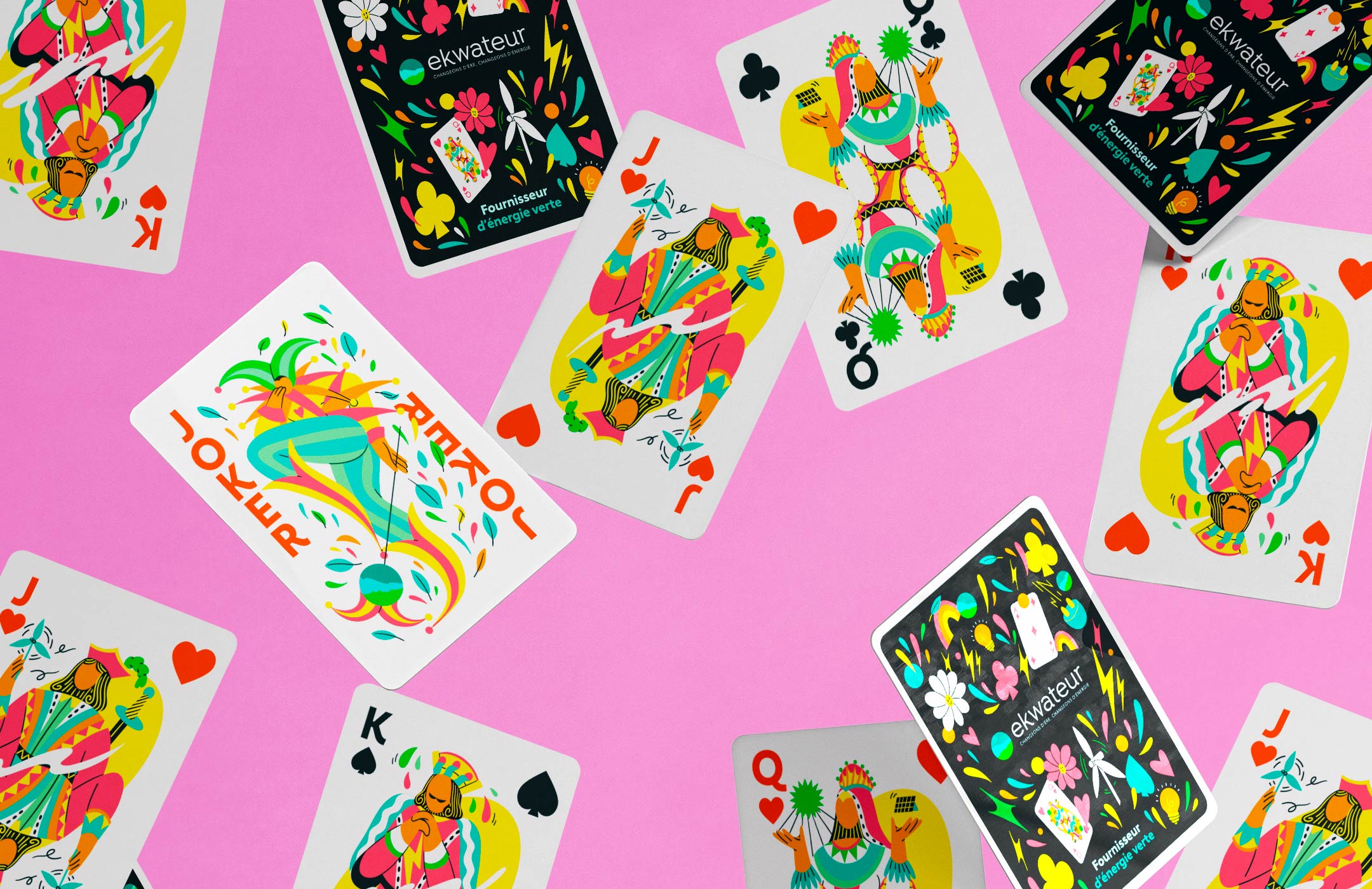 Bee Happy accompagne Ekwateur dans la création d’un jeu de cartes illustré, décalé et fabriqué, 100% made in France.