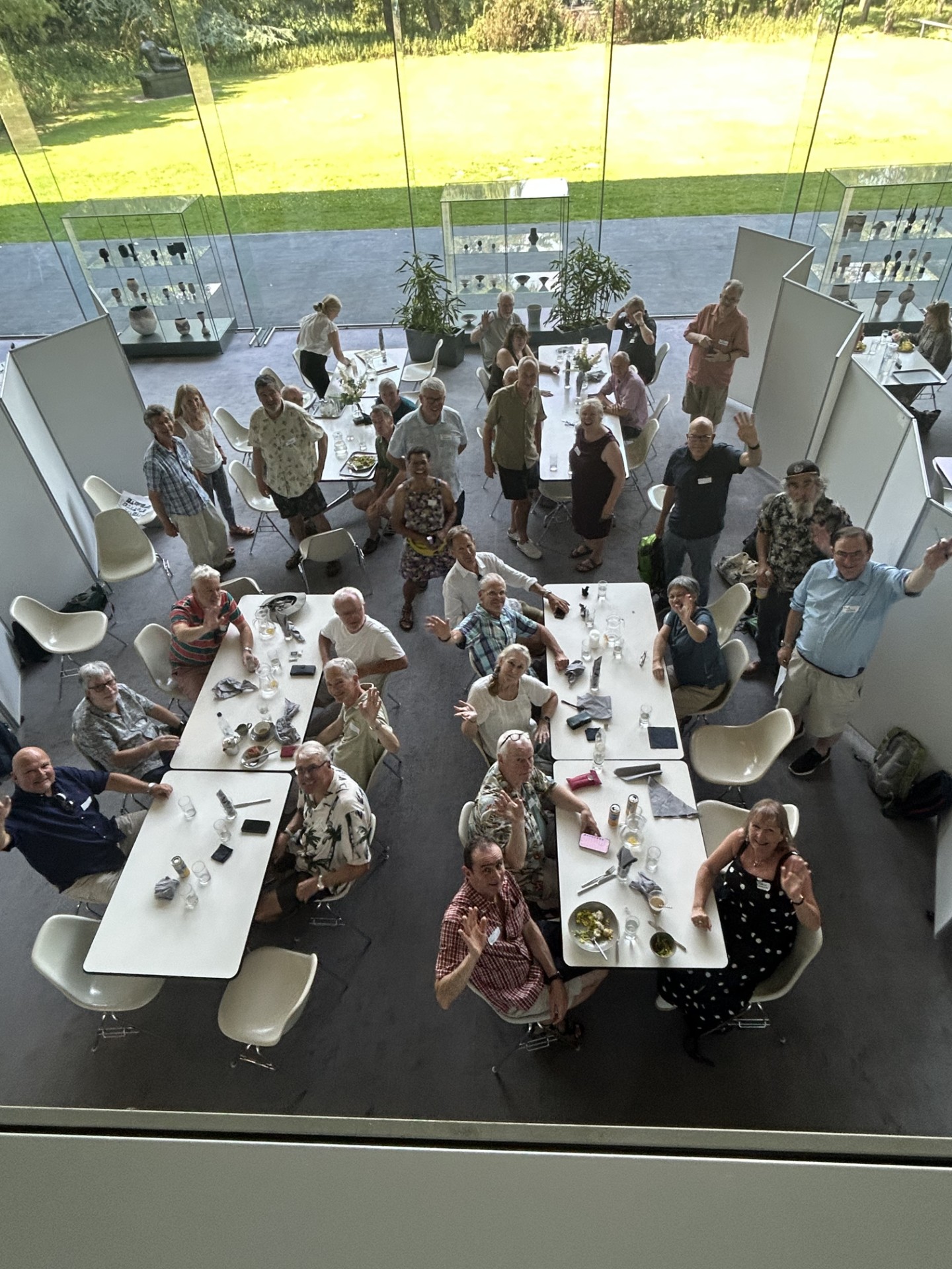 ENV78 alumni sitting around tables at the Sainsbury Centre