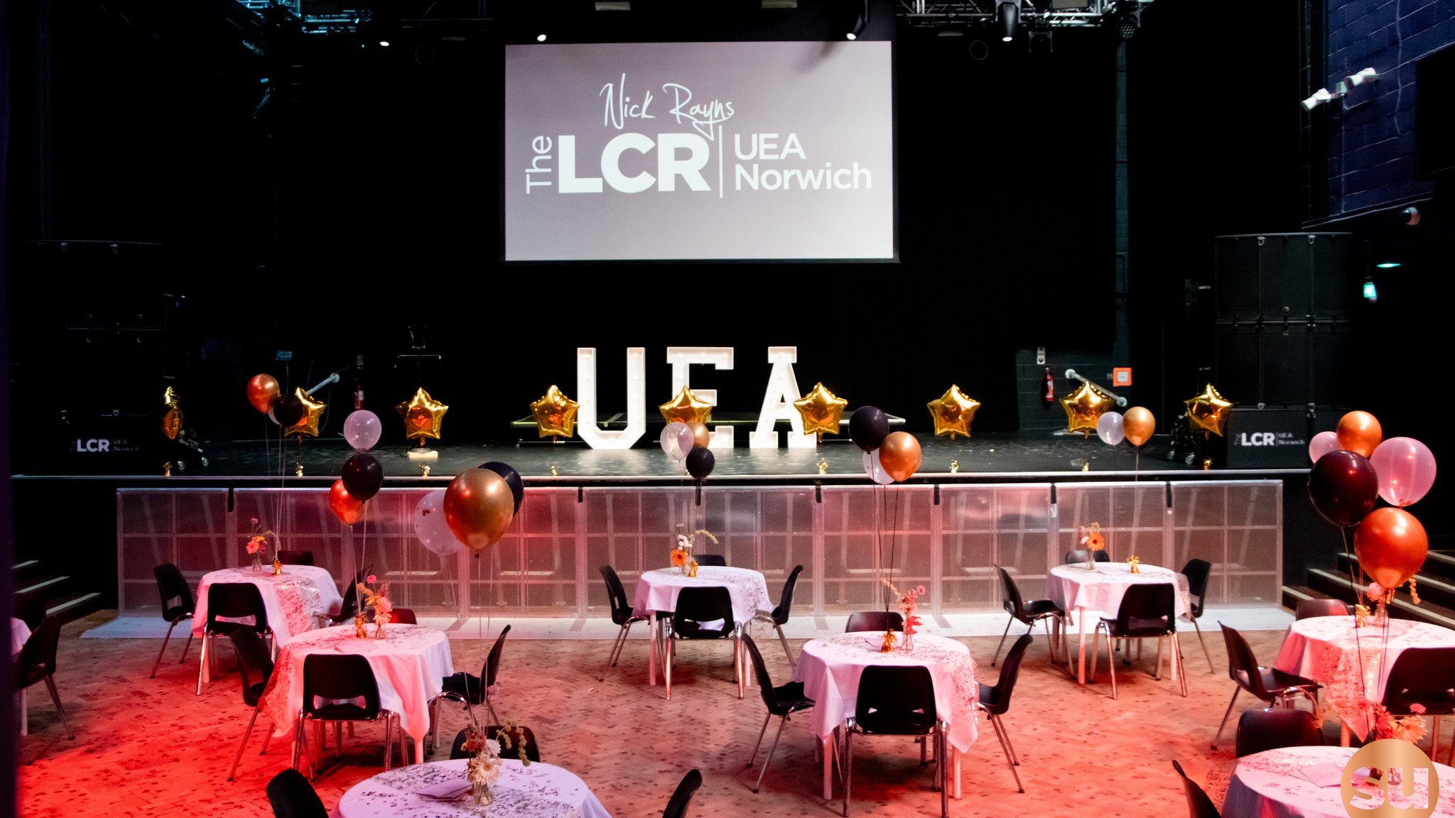 Tables set out for a dinner at the LCR.
