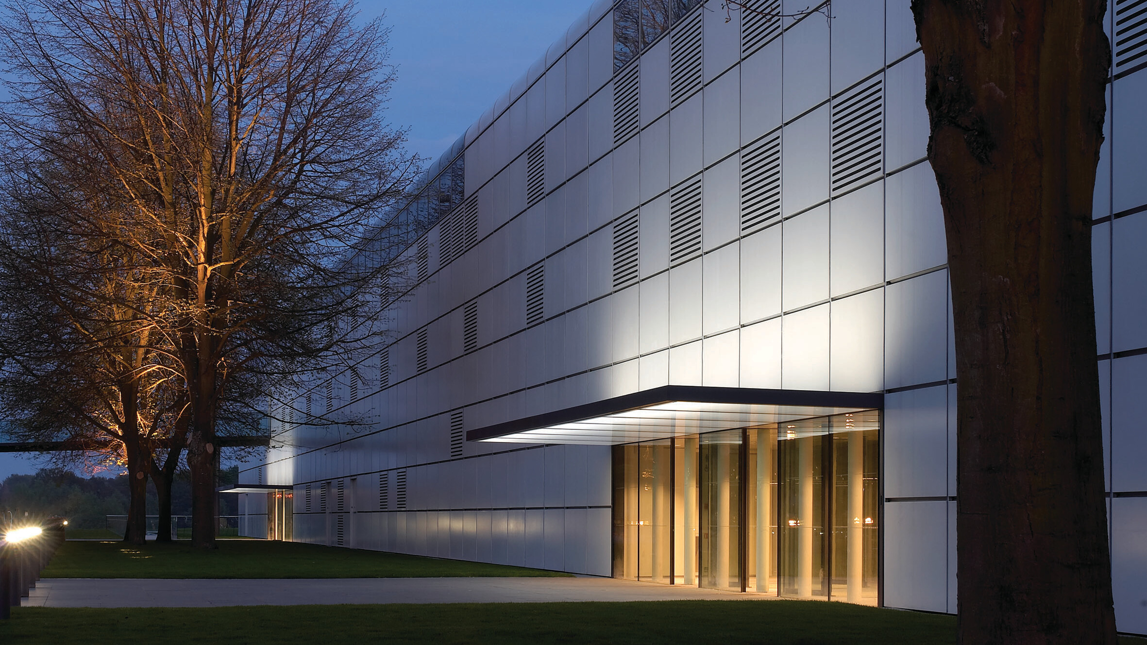 Sainsbury Centre entrance at night