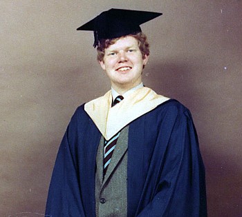 Paul Geater in graduation cap and gown