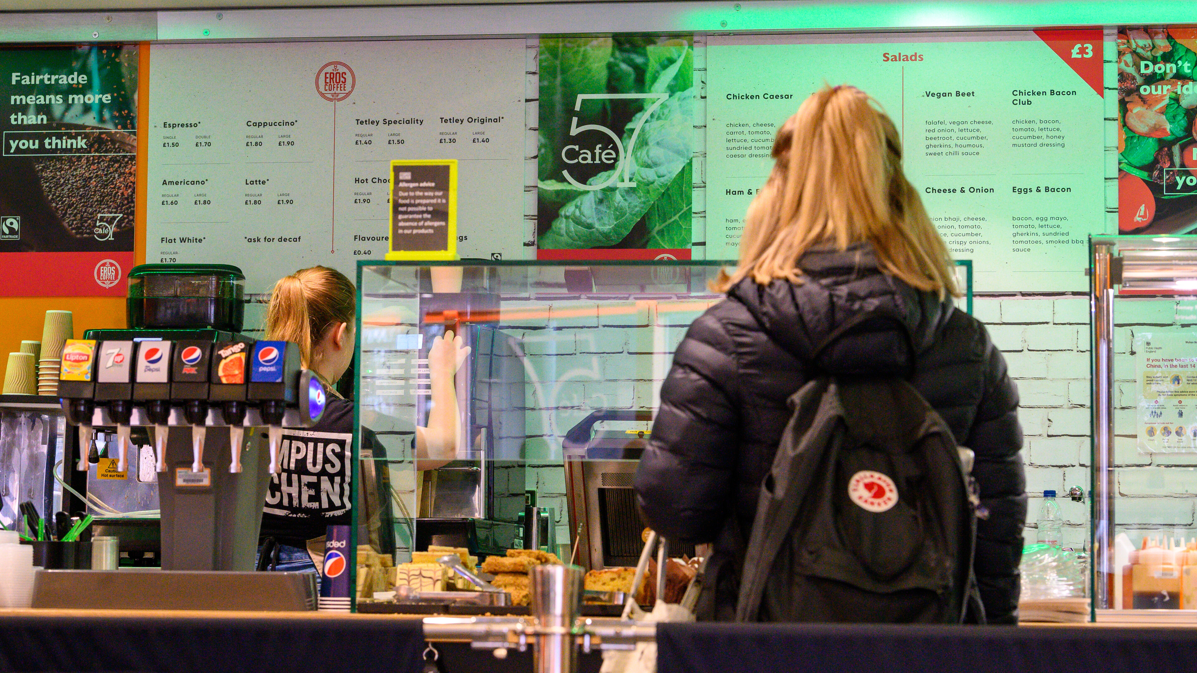 Student ordering lunch at Cafe 57