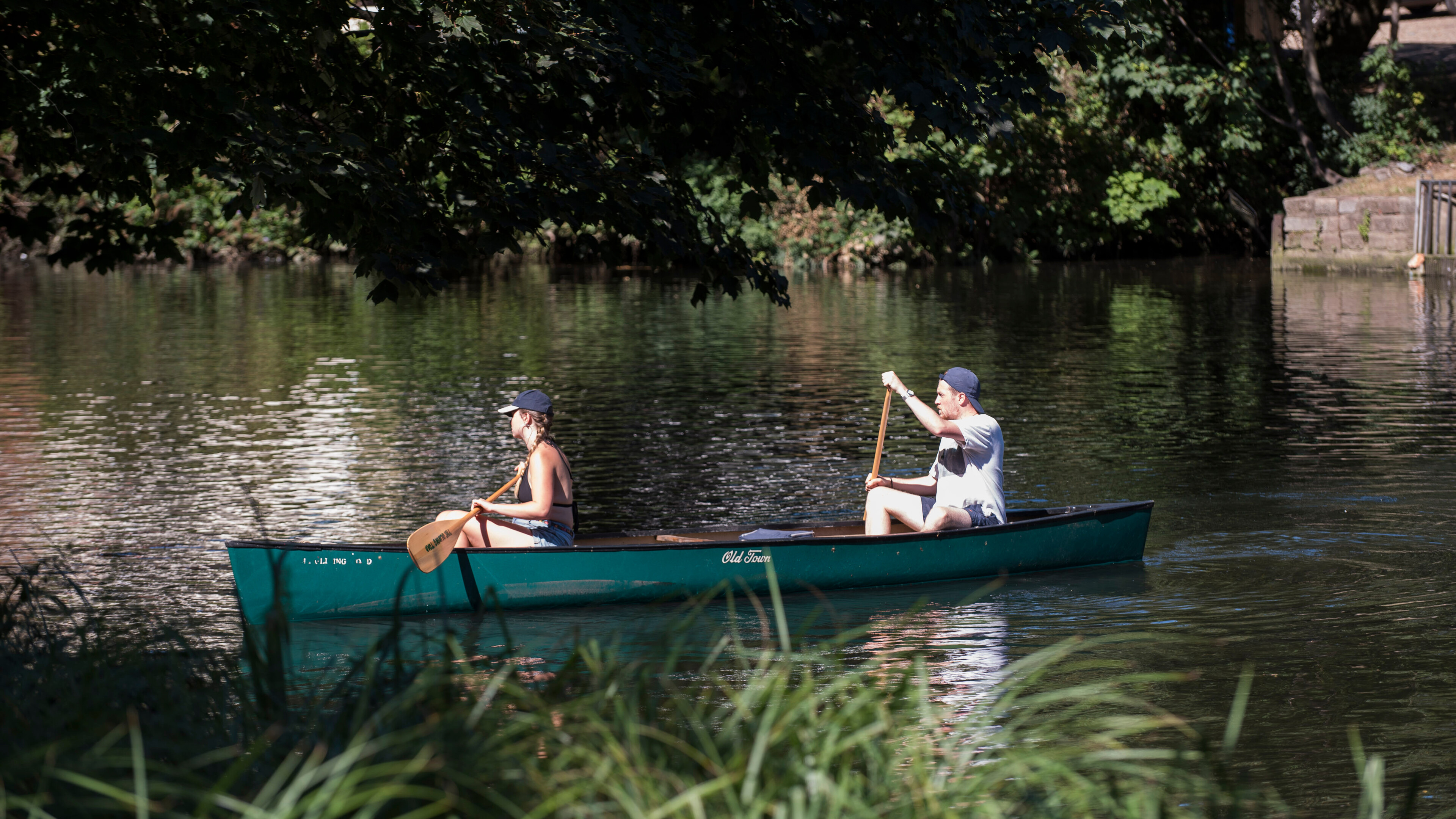Students in a canoe
