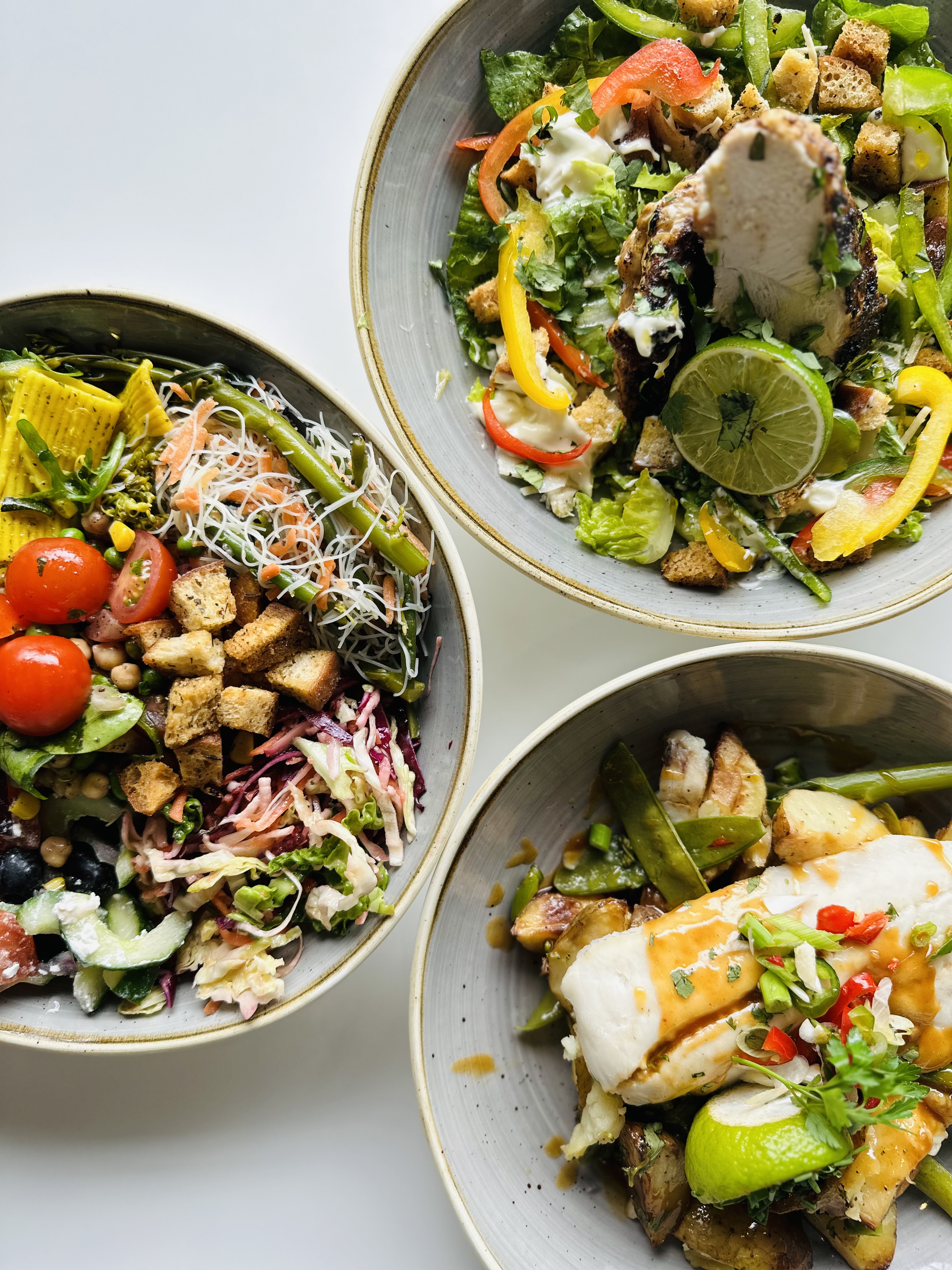 3 plates of food from the Modern Life Cafe.