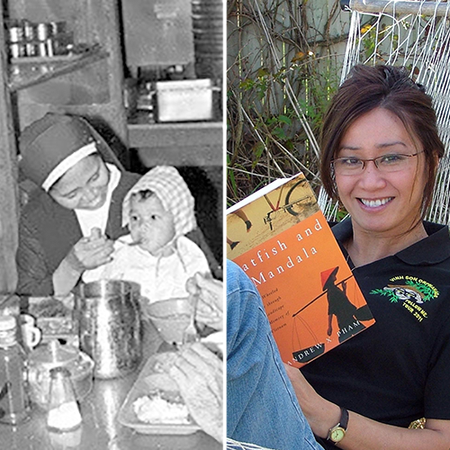 Woman from orphanage as a child and as adult