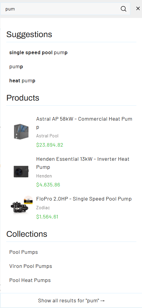 shopify store search - autocomplete search