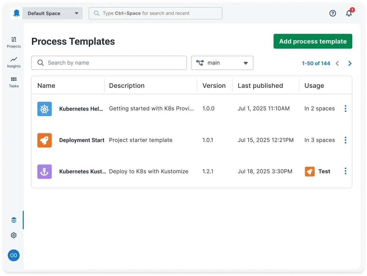 Platform hub process UI