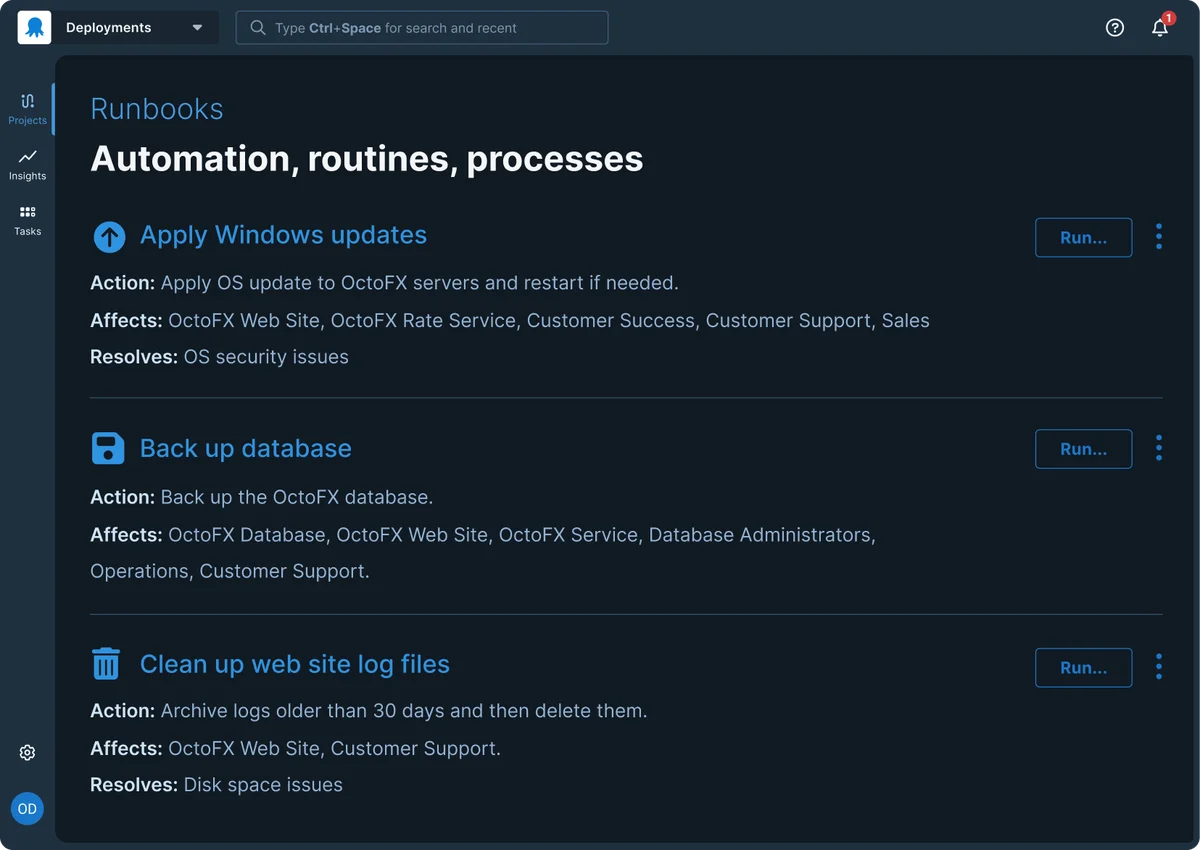 Runbooks UI