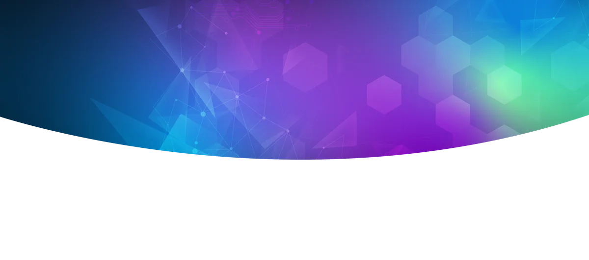 Space themed background on black with different colours purple, blue and green and geometric shapes