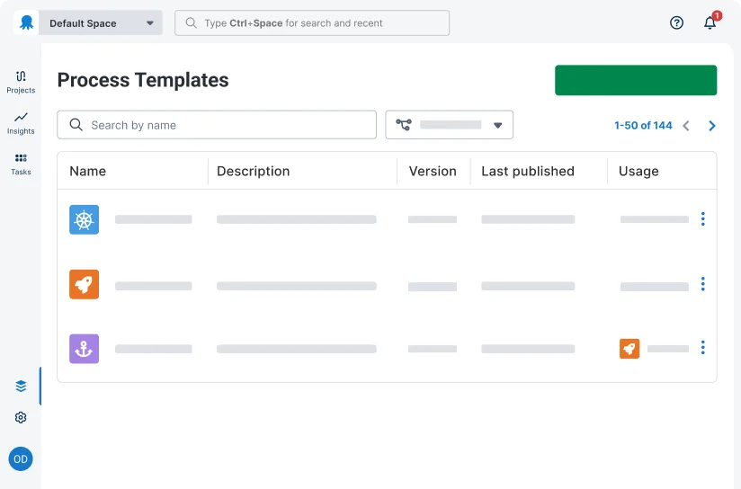 Octopus Deploy Process Templates UI screenshot