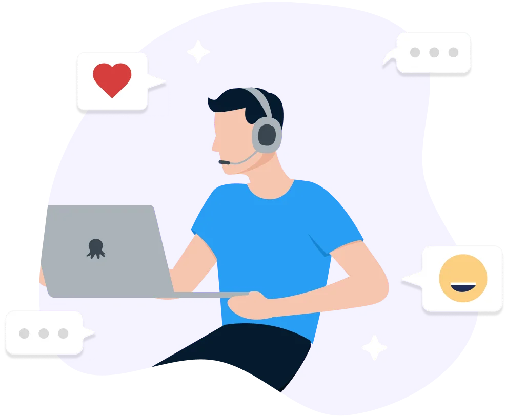 Graphic of a customer support agent