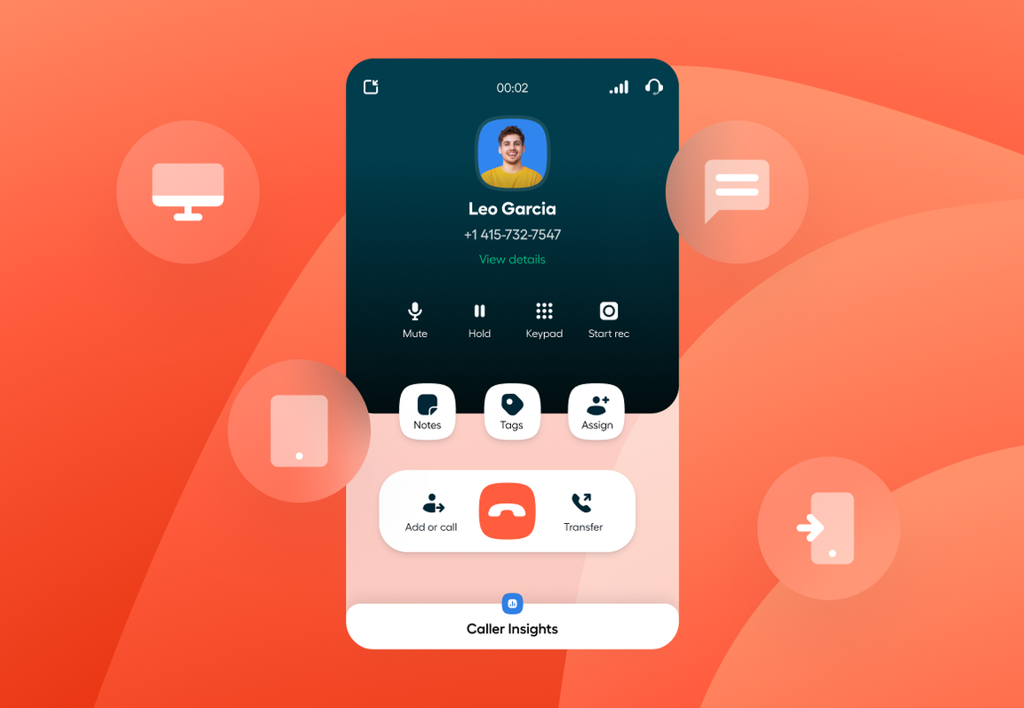 Power dialer displayed on red background