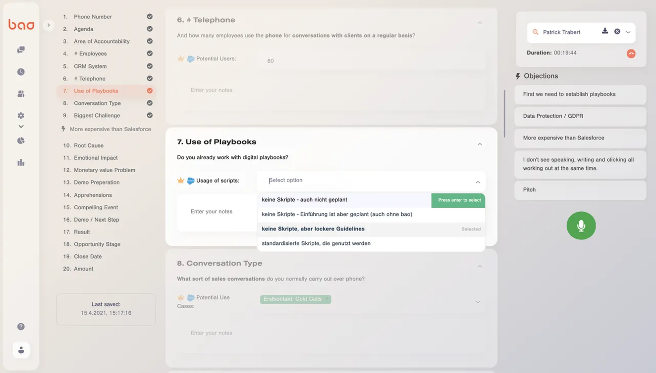 bao helps sales agents have better conversations, address objections in real time, and bring in more revenue.