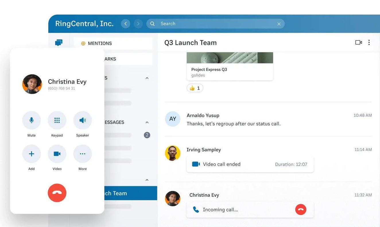 Passez des appels depuis l’application de bureau ou mobile de RingCentral.