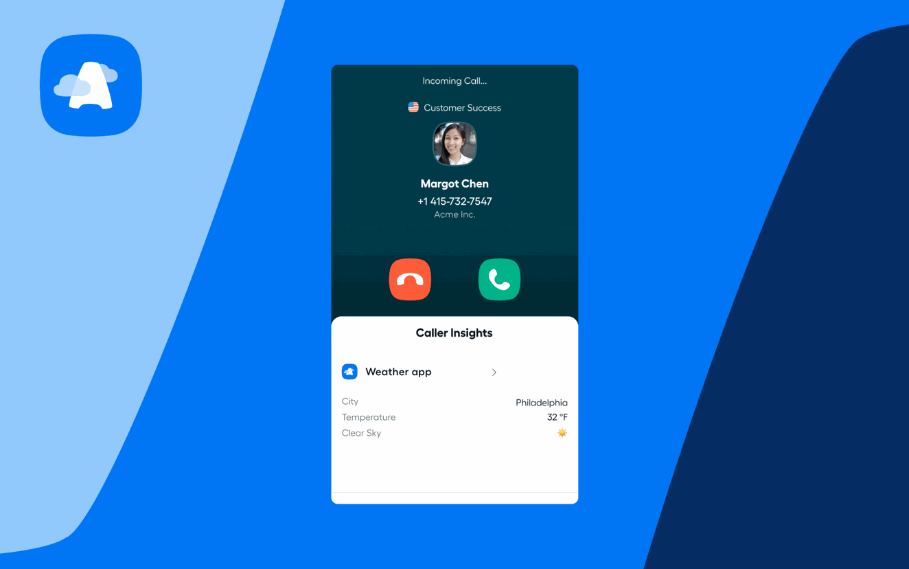 Aircall weather app display