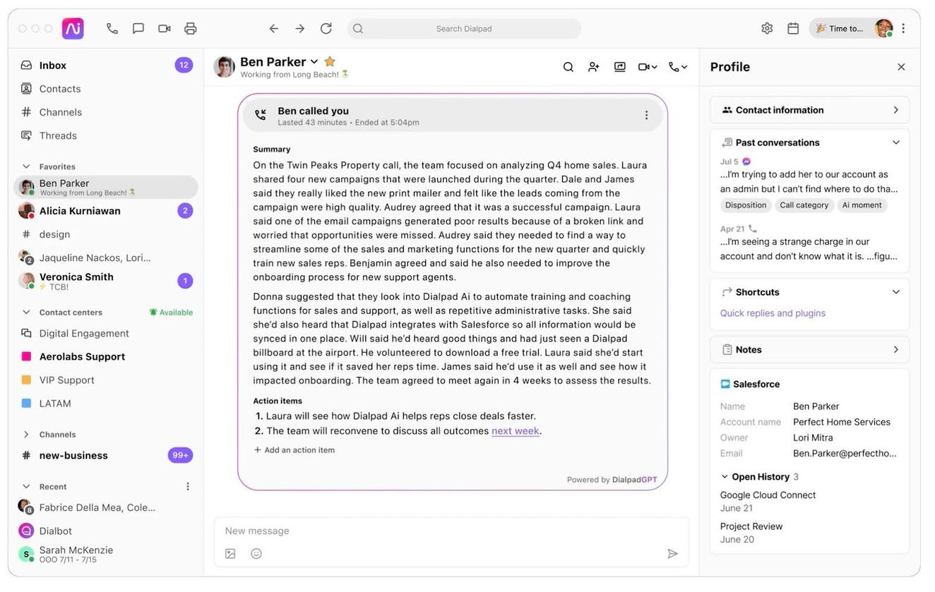 Dialpad’s AI features summarize your calls and automatically extract action items.