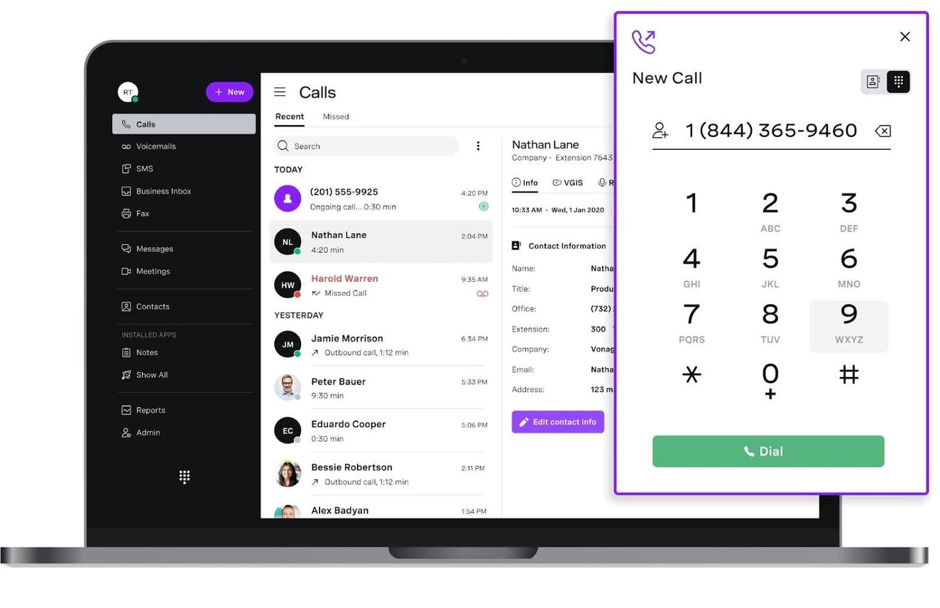 Appelez les clients depuis l’application de bureau ou mobile de Vonage.