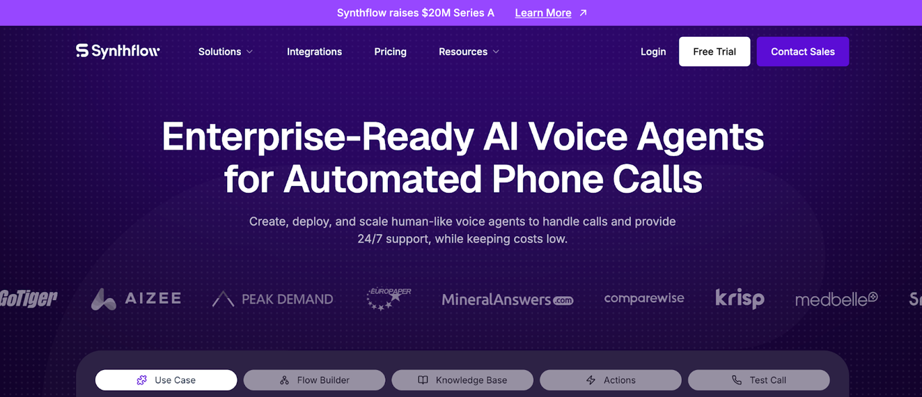 Synthflow permet aux entreprises de déployer des agents vocaux multilingues et quasi humains pour les tâches de support tout en sécurisant les données des clients.