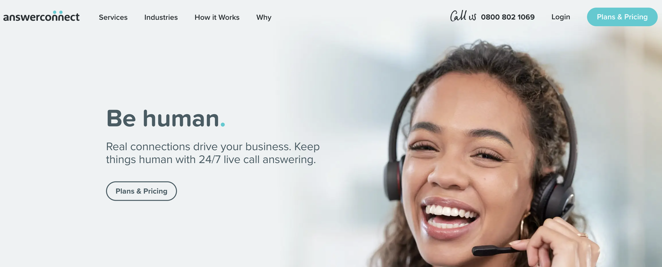 AnswerConnect live answering service website