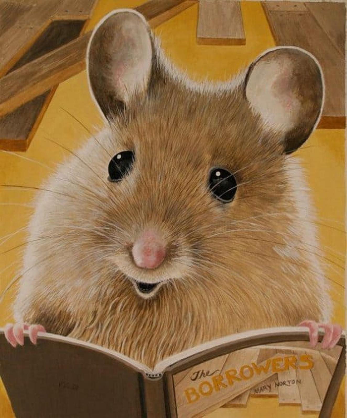 mouse reading book