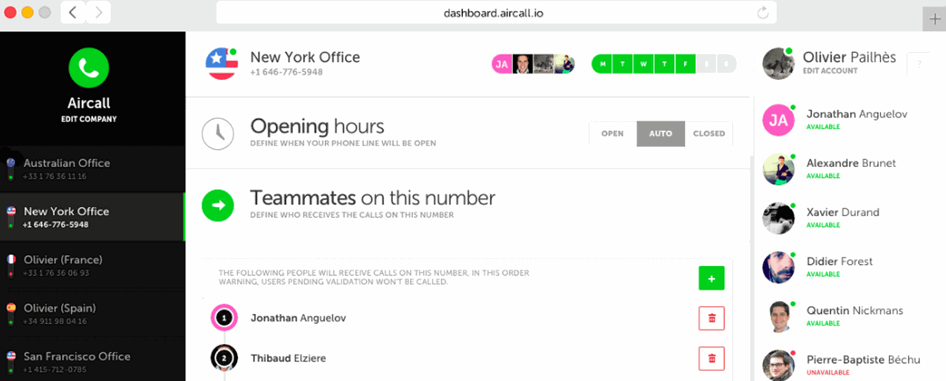 aircall dashboard