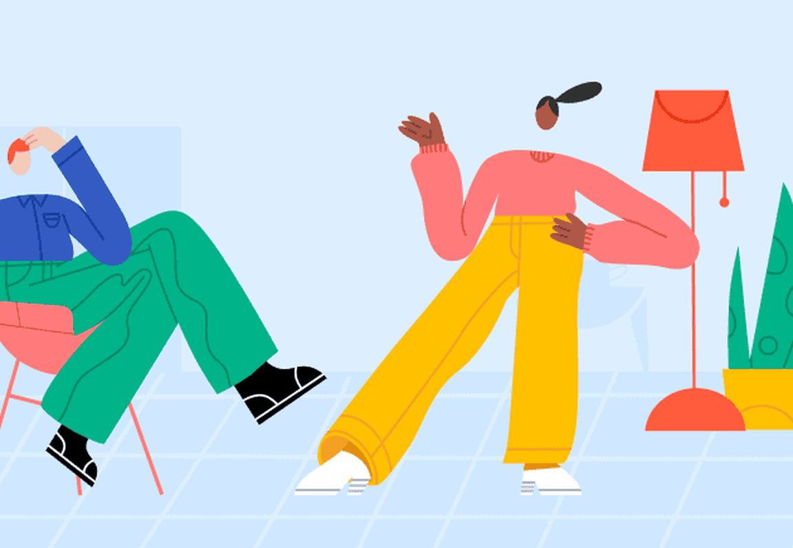 Illustration of two people talking