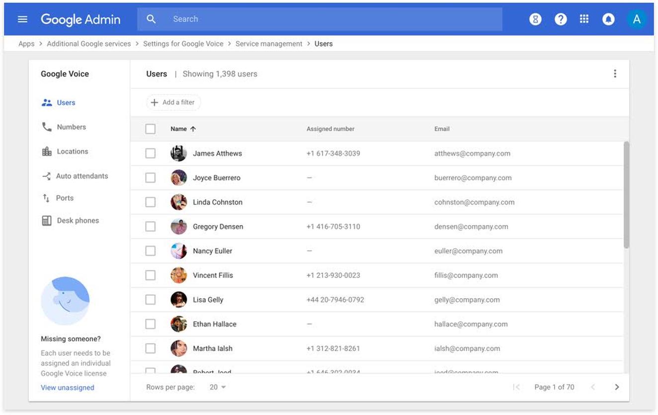 Google Voice consolidates all your data onto the Google Workspace Admin console.