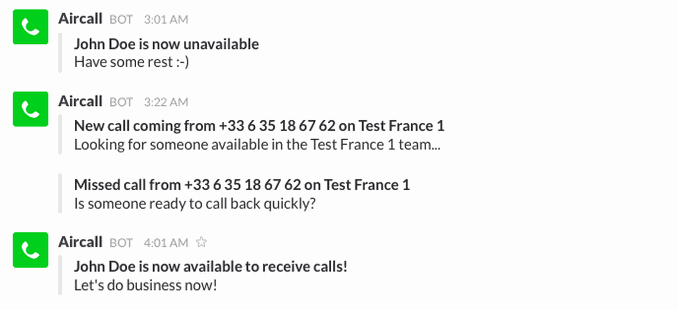 aircall slack integration