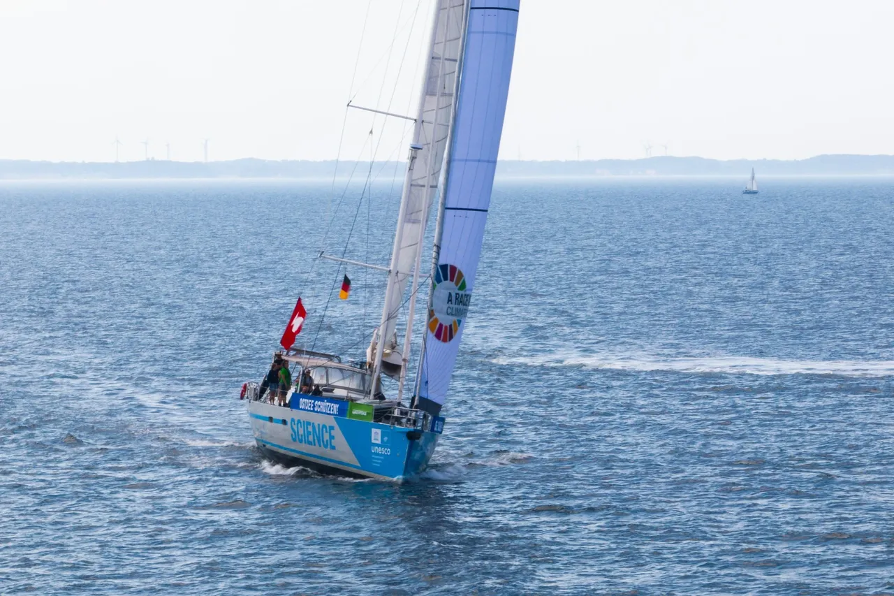 Our Malizia Explorer research vessel returning from a mission with Greenpeace in the Baltic Sea