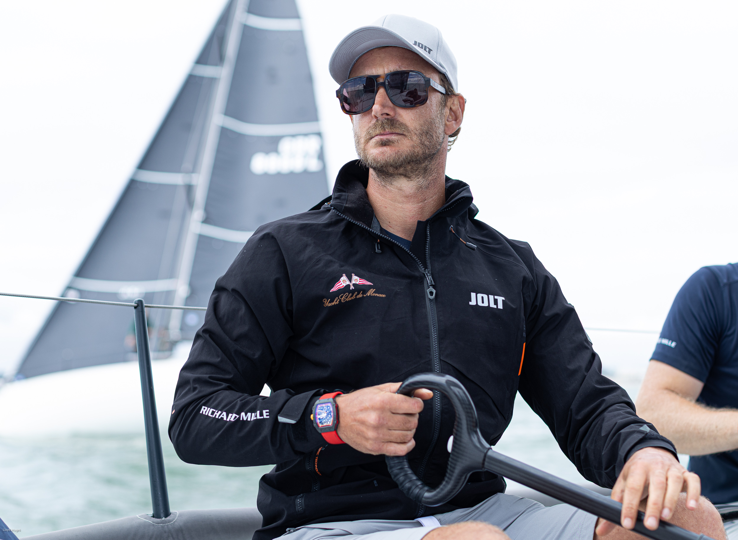 Pierre Casiraghi, Team Malizia co-founder and Vice-President of the Yacht Club de Monaco, at the helm of Jolt3 in the Admiral's Cup 2025