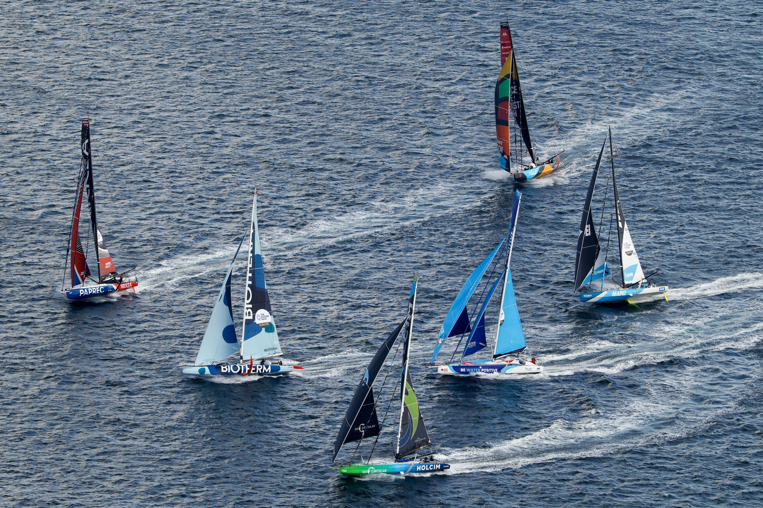 Seven IMOCA boats set sail today at the start of The Ocean Race Europe 2025