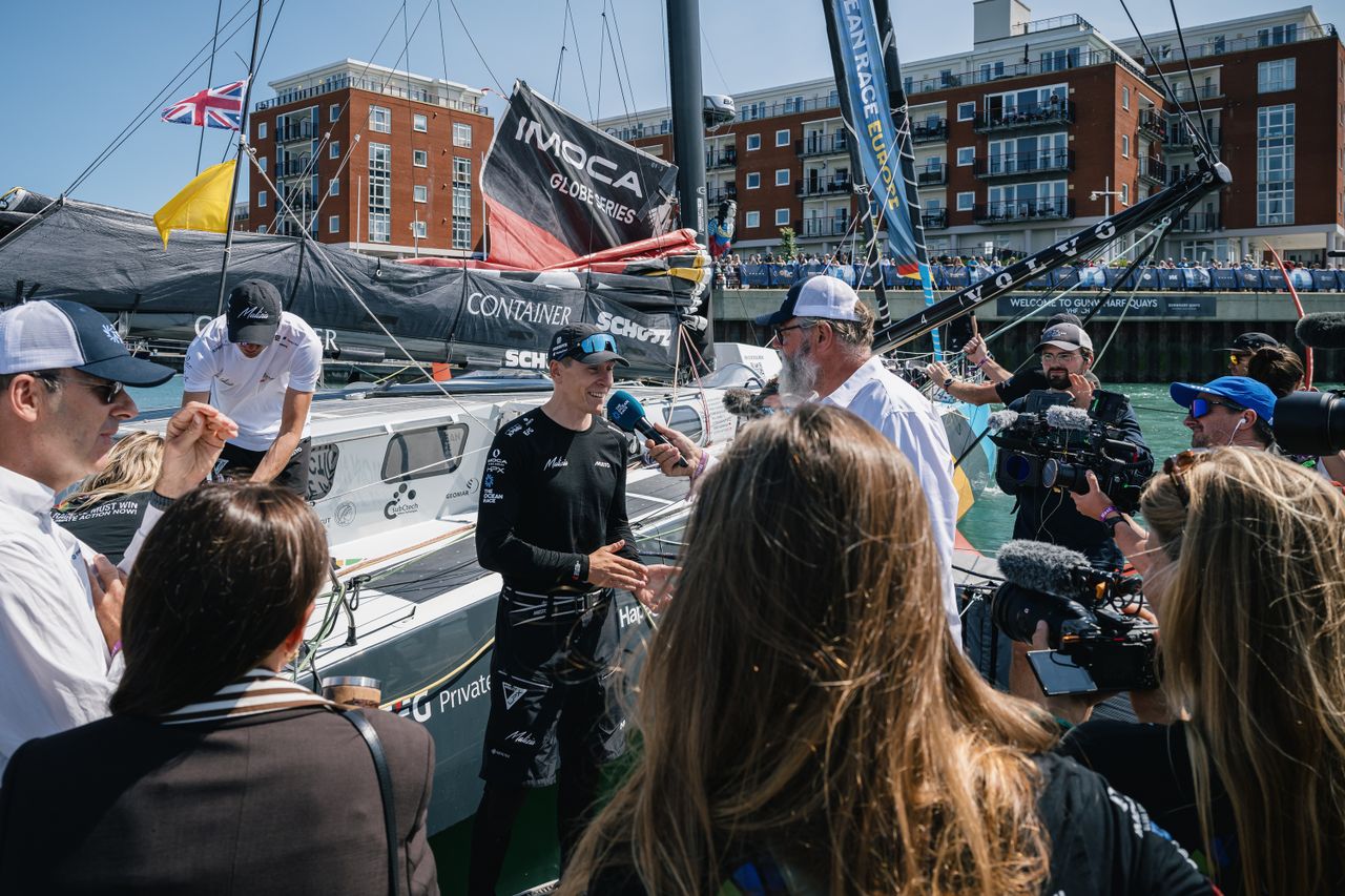 Skipper Will Harris, moments before docking-off in Portsmouth