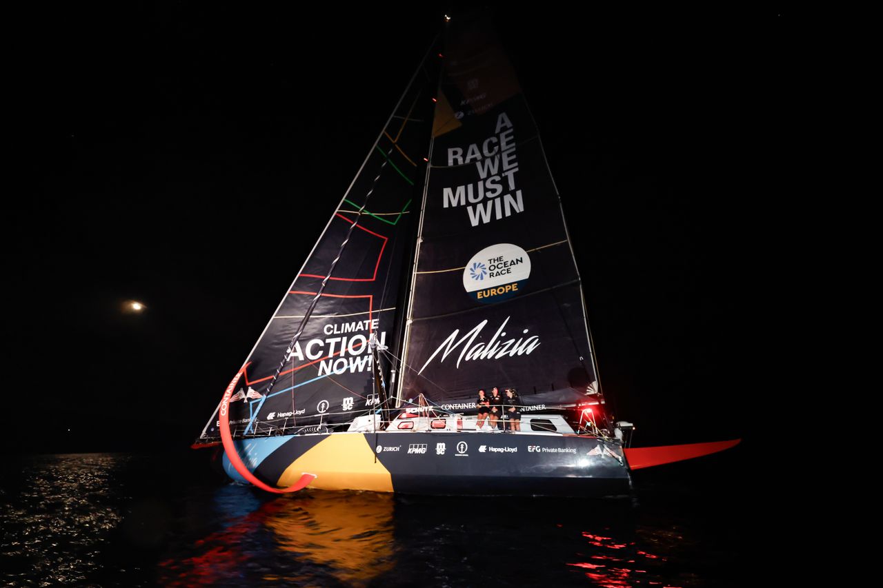 Malizia - Seaexplorer crossing the finish line in the early hours of Monday 15 September 2025 in Boka Bay, Montenegro