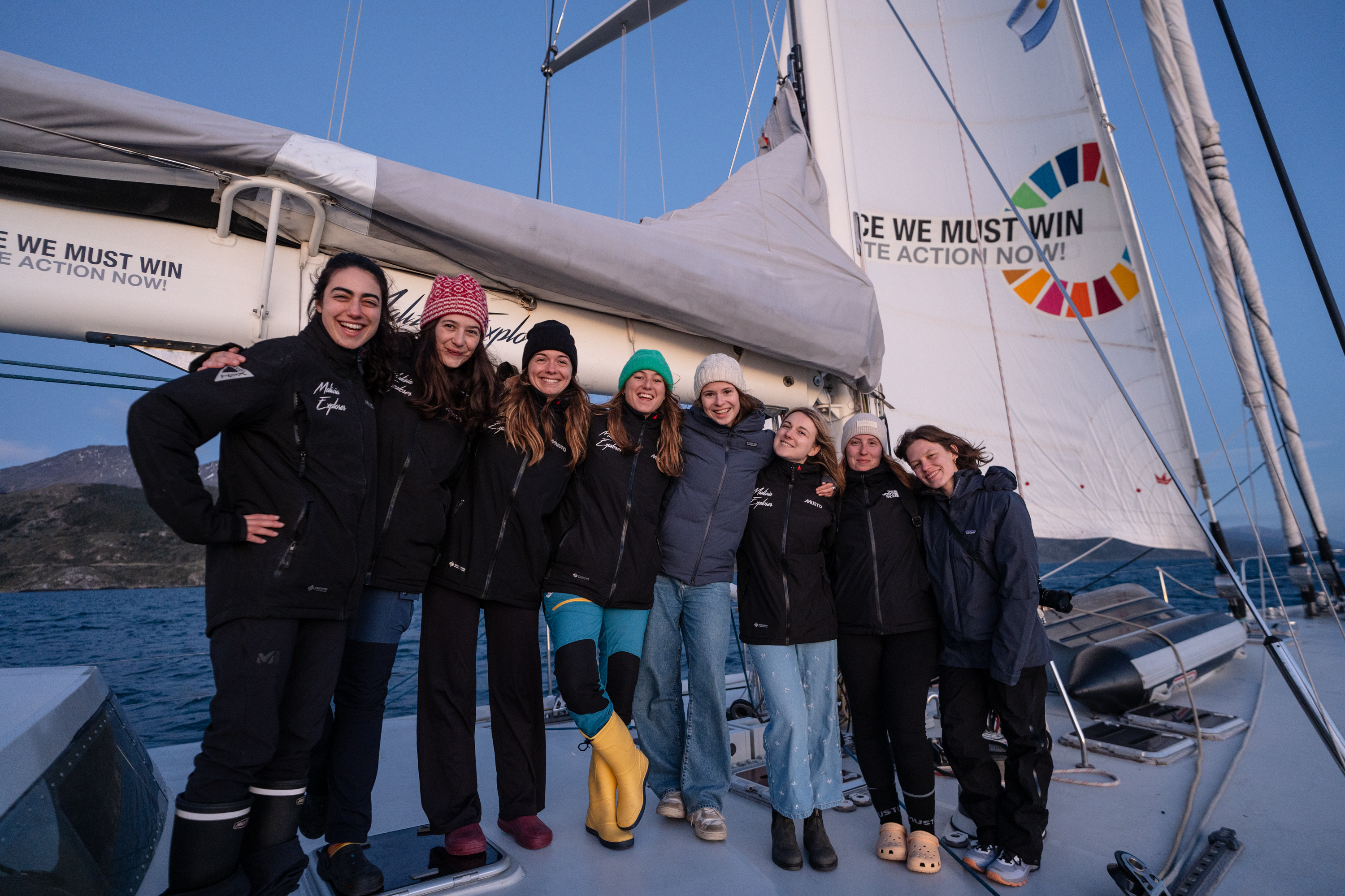 Some of the expedition participants on Malizia Explorer's departure day in Ushuaia