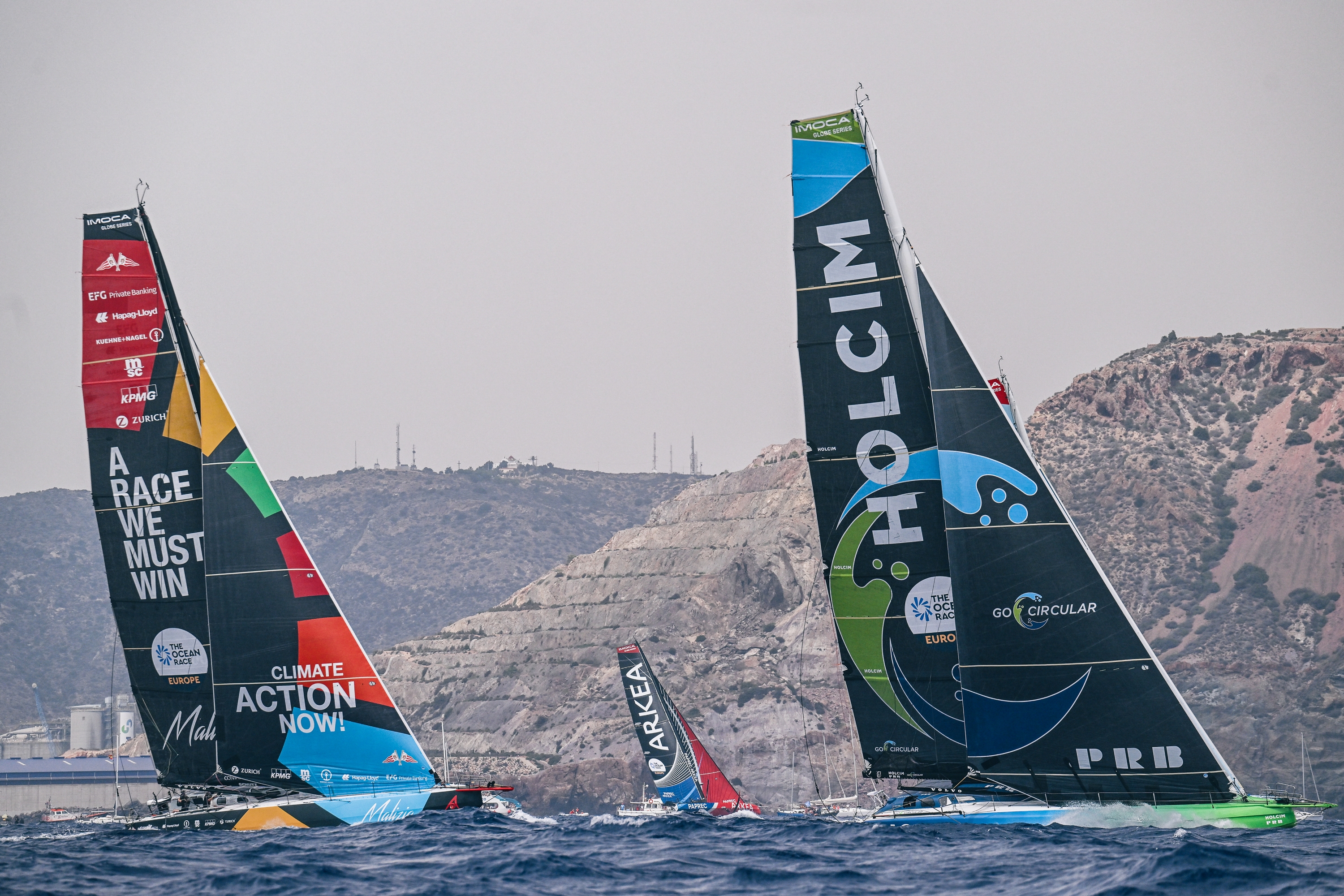 Team Malizia at the start of Leg 3 of The Ocean Race Europe 2025