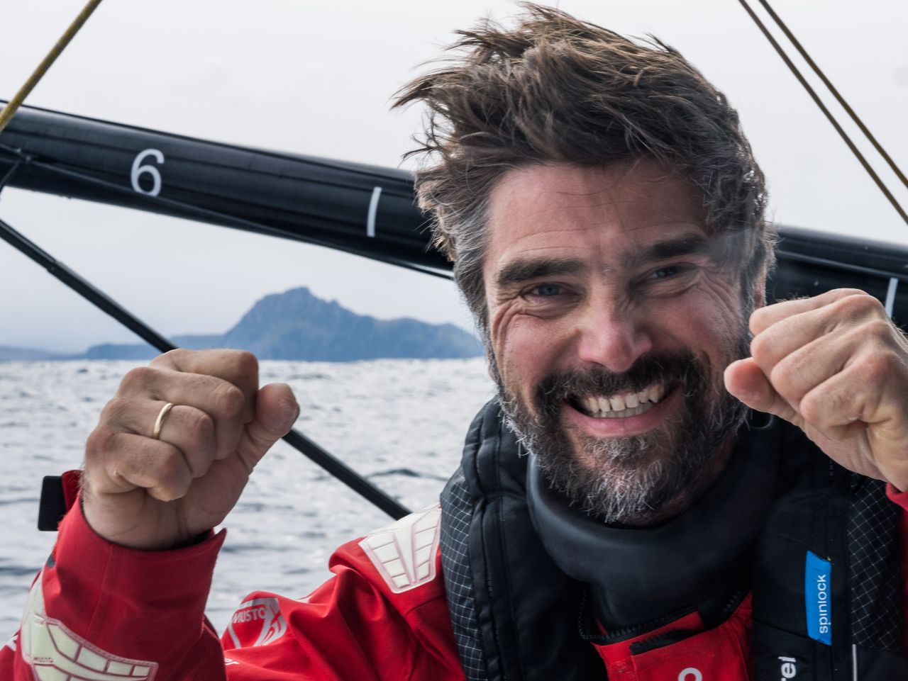 A joyful Boris Herrmann as he passed Cape Horn for the sixth time on 27 March 2023