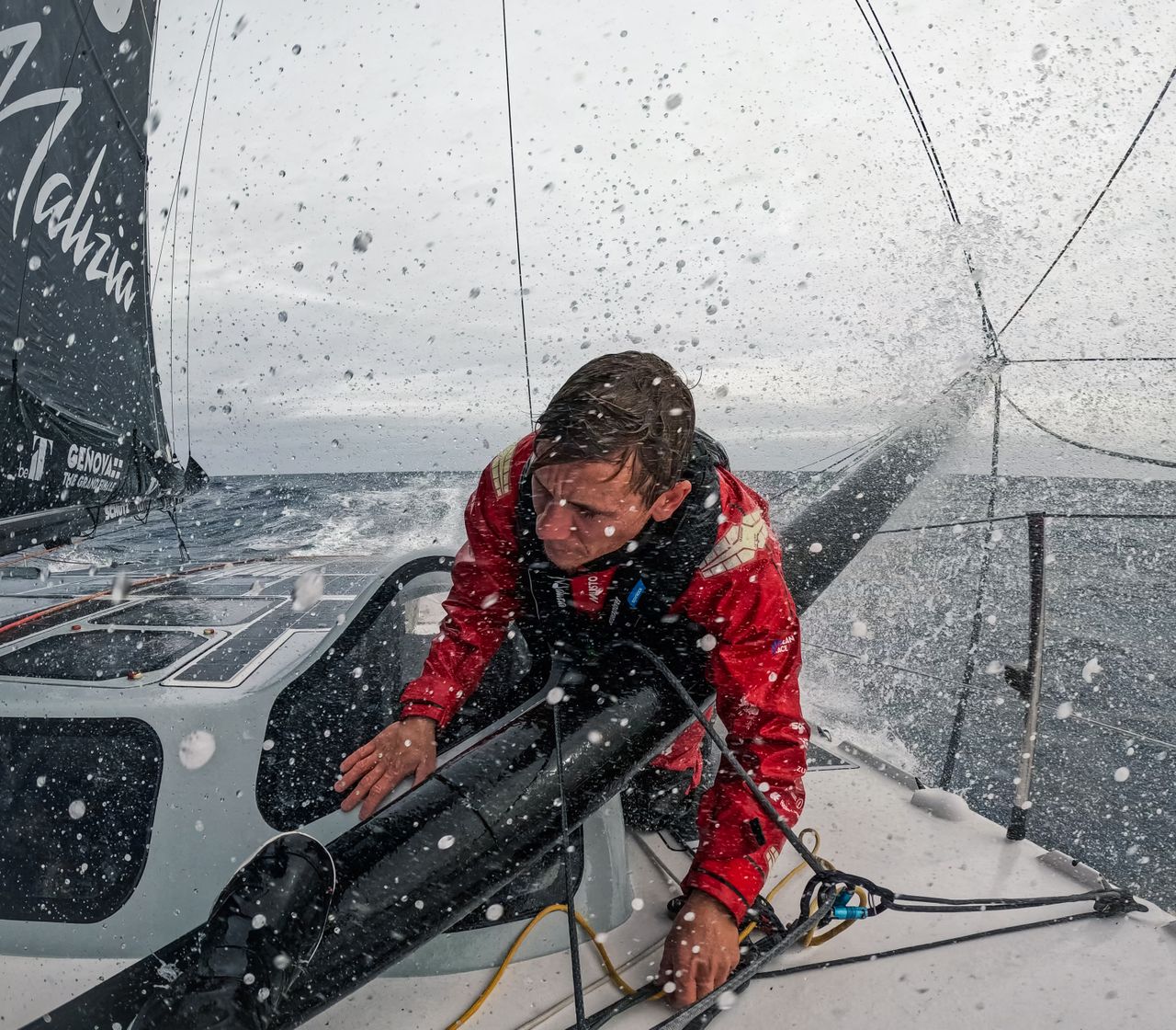 Co-skipper Will Harris on deck of Malizia - Seaexplorer during Leg 3 of The Ocean Race
