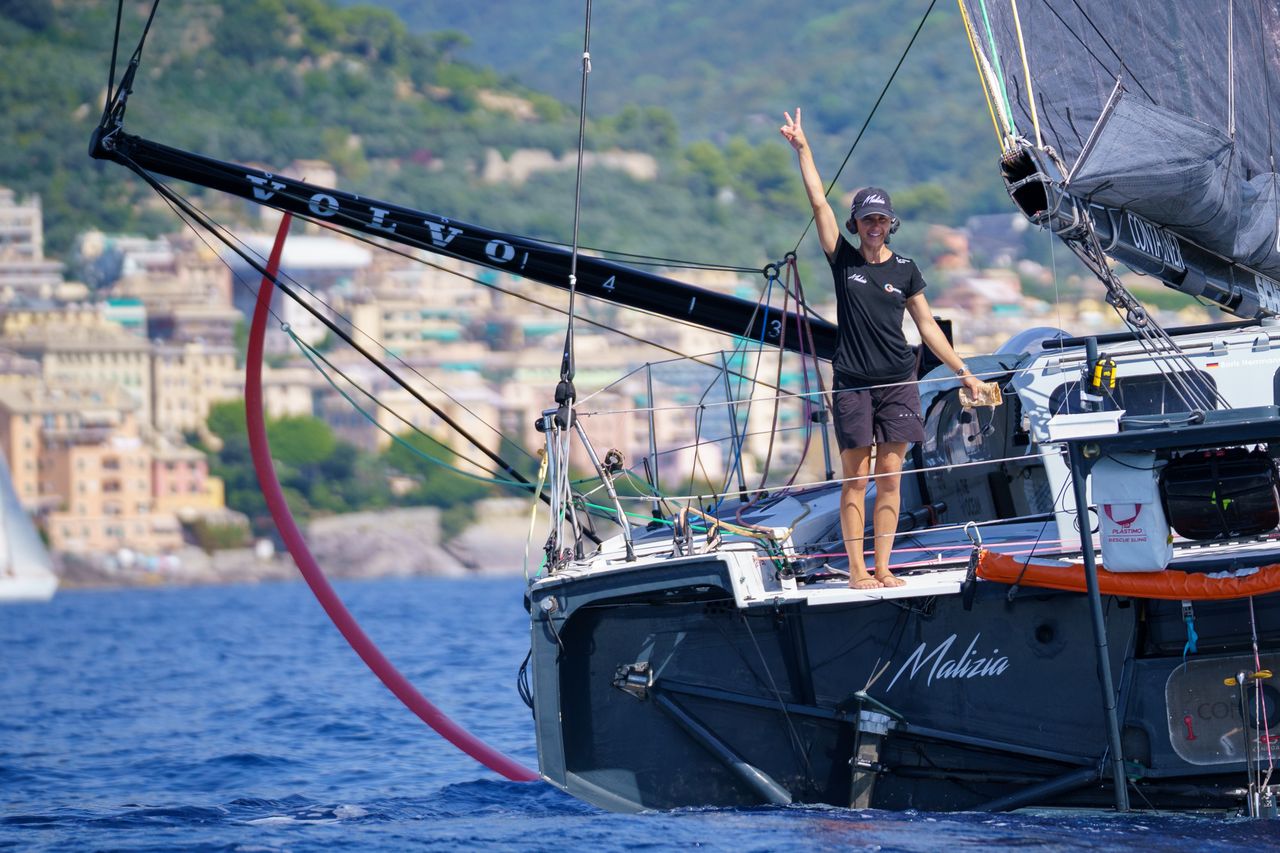 Co-skipper Cole Brauer onboard Malizia - Seaexplorer moments before the Leg 5 start