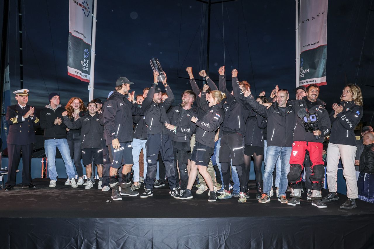 ... And eventually overtook the competitors to take the win! A fantastic moment of celebration for the team after a stressful month of refit and a last-minute foil replacement. What a great way to kick-off The Ocean Race 2022-2023.