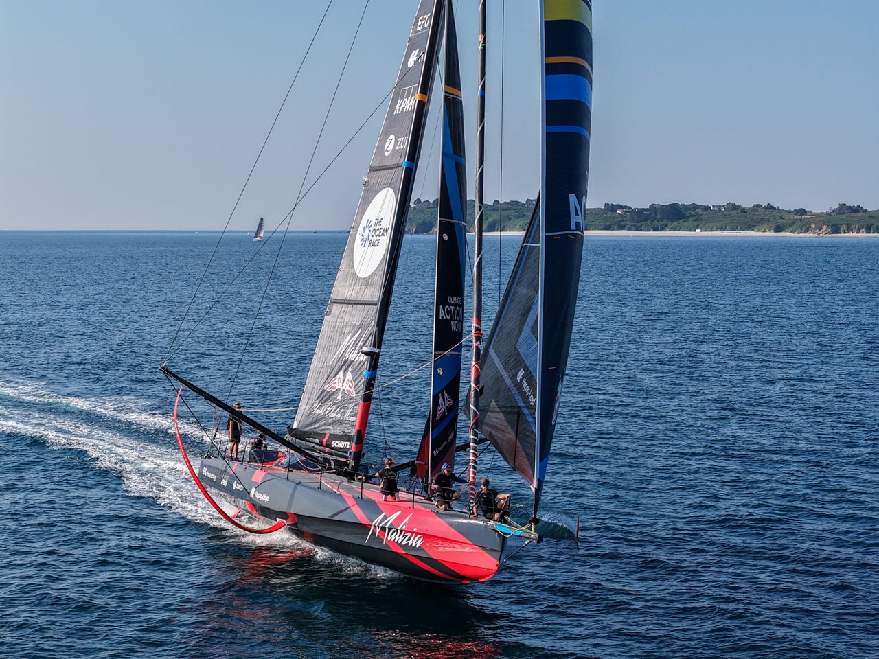 Team Malizia's newly launched Malizia 4 race yacht training in Lorient in July 2026