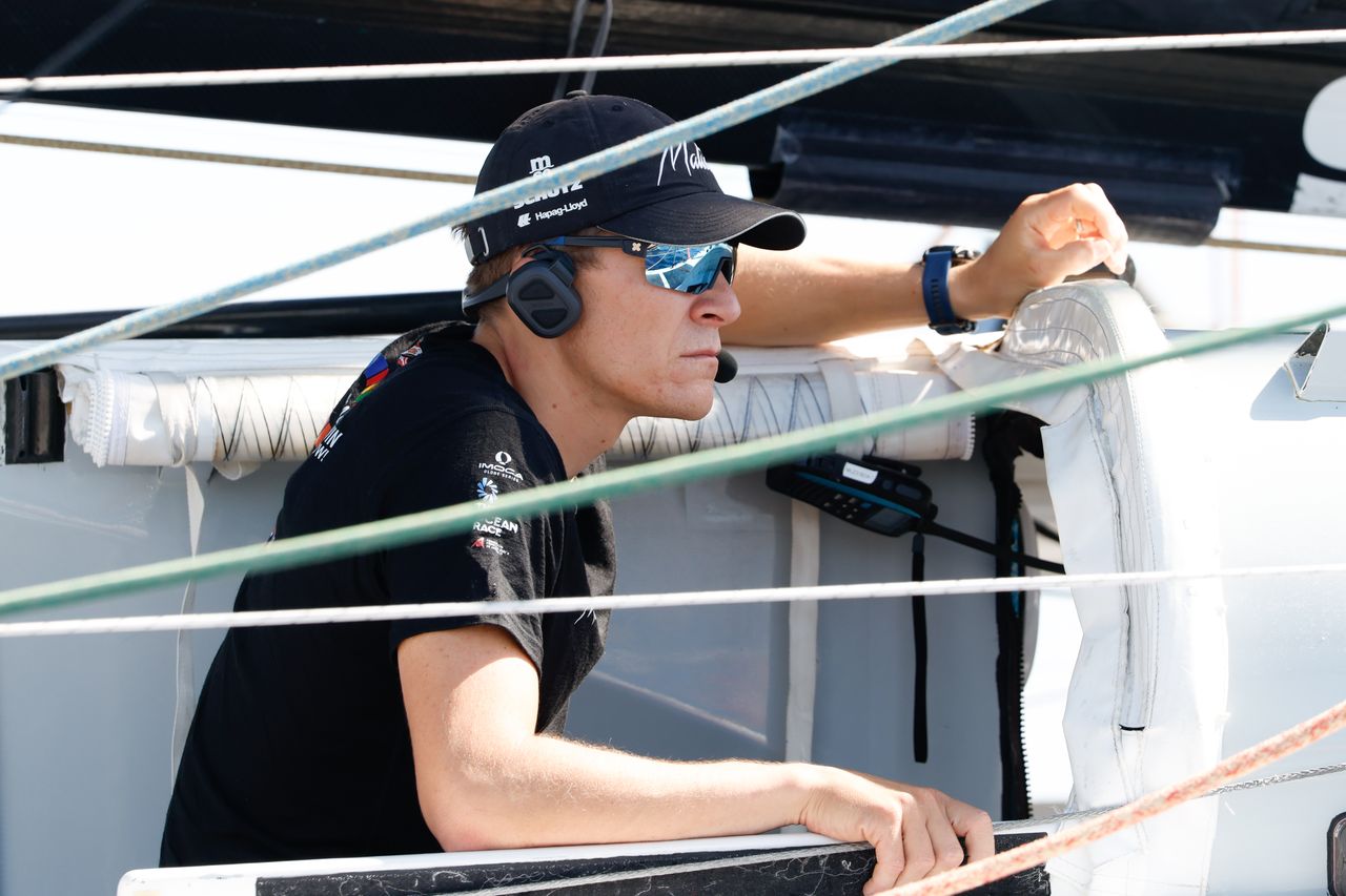 Navigator Will Harris onboard Malizia - Seaexplorer at the start of the final leg of The Ocean Race Europe