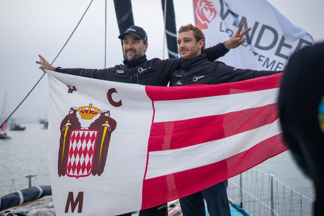 Boris Herrmann and Pierre Casiraghi onboard Malizia - Seaexplorer in chanel of Les Sables d'Olonne