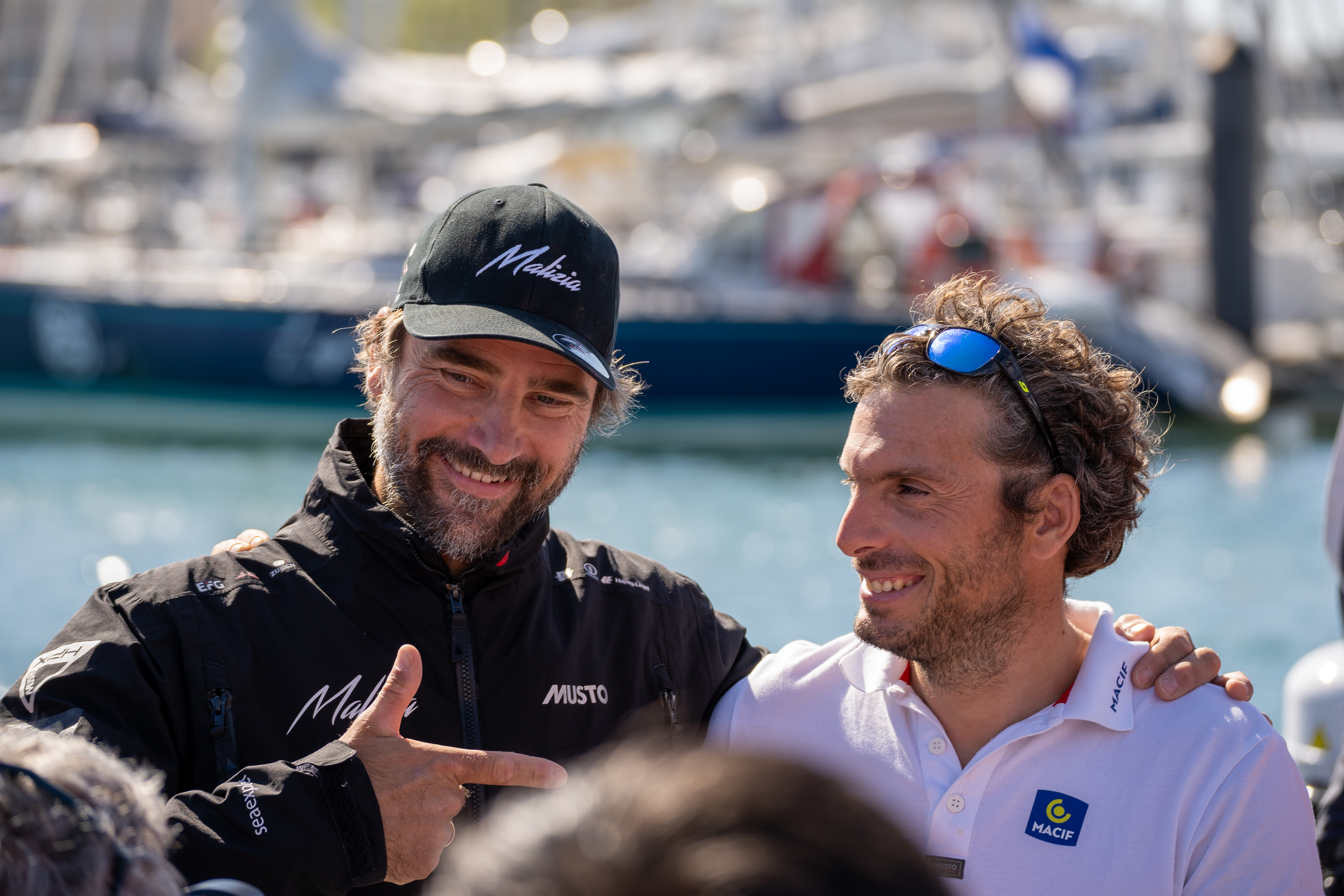 Boris Herrmann and Charlie Dalin, at the arrival of the New York Vendée Les Sables d'Olonne in June 2024