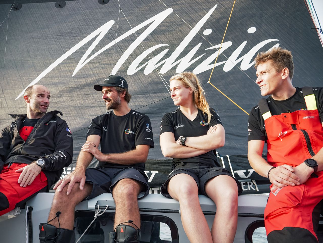 Nico Lunven, Boris Herrmann, Rosalin Kuiper, and Will Harris: The Team Malizia sailors for Leg 1 of The Ocean Race, ready to get going!